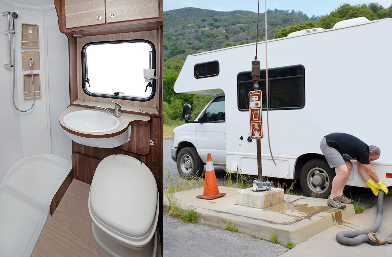 Portable RV/camper toilet and holding tank setup in Concord, New Hampshire